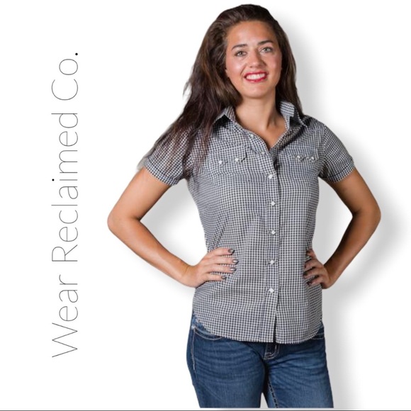 ROCKMOUNT Short Sleeve Black Gingham Western Shirt - Picture 2 of 7